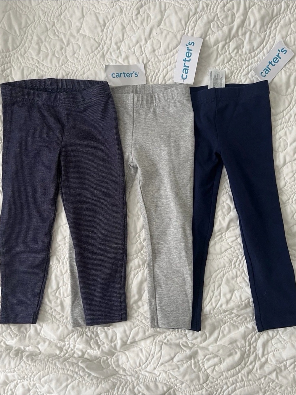 Carter's Girls' 3-Pack Leggings in Navy, Gray, and Dark Blue
